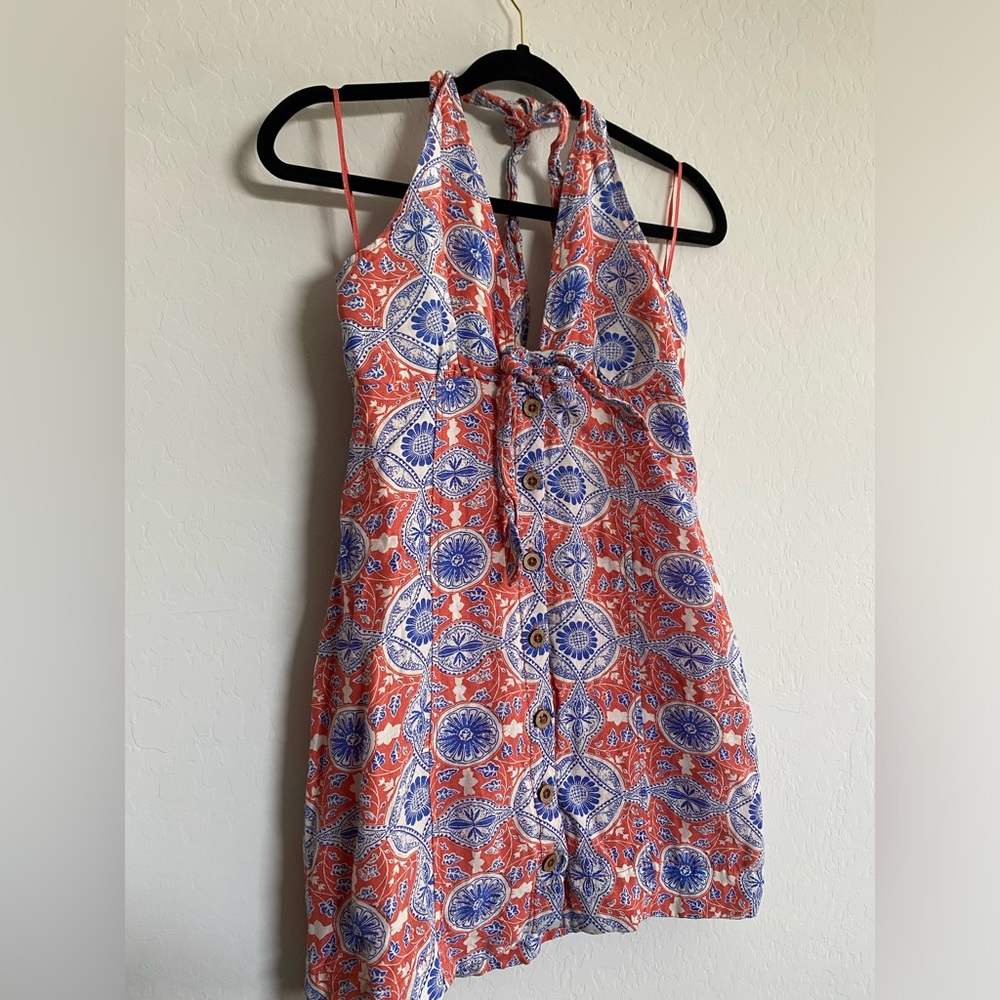 Maeve Red and Blue Halter Dress